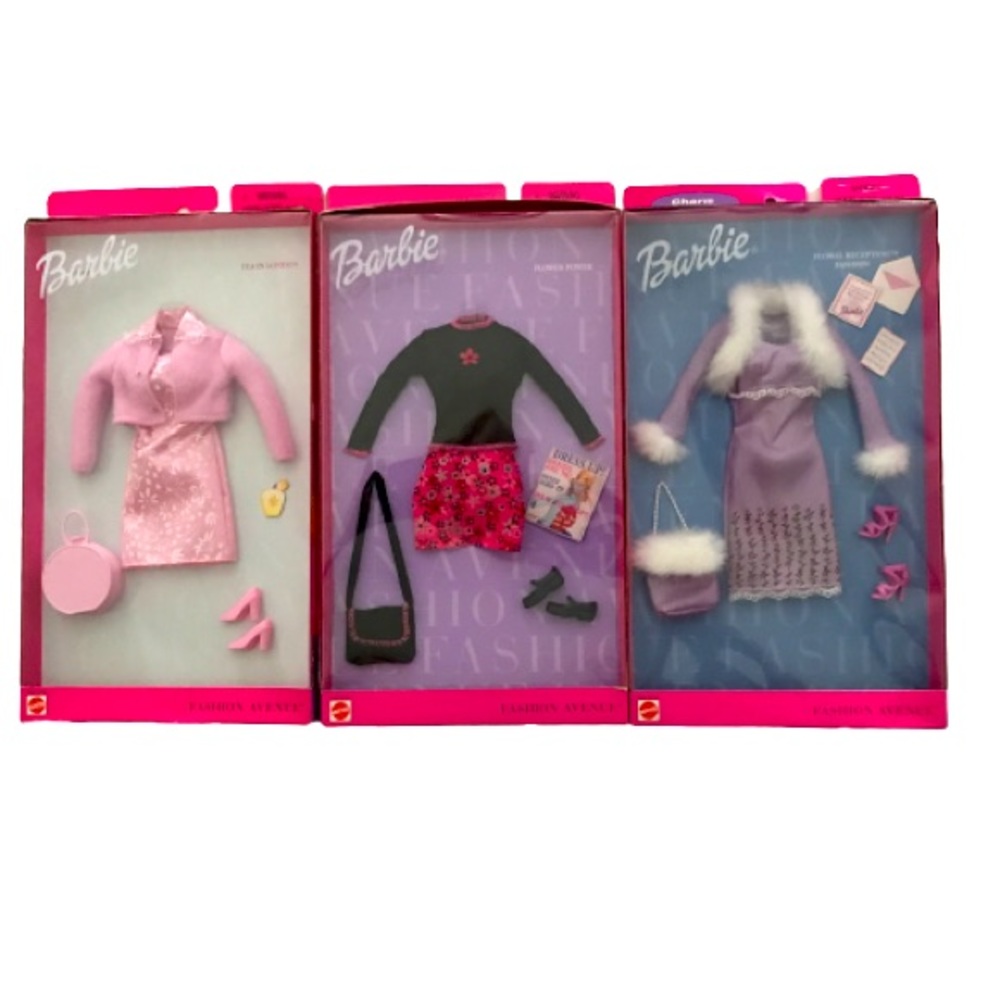 Set of 3 RARE Barbie fashion outfits, NIB.